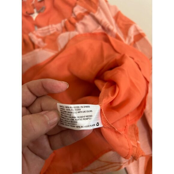 NWT A New Day Sz L Orange Floral Print Balloon Sleeves Lined Tie Back Blouse - Picture 9 of 9